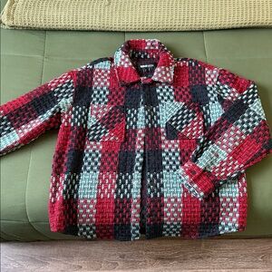 Beverly Tweed Shacket - Red/combo